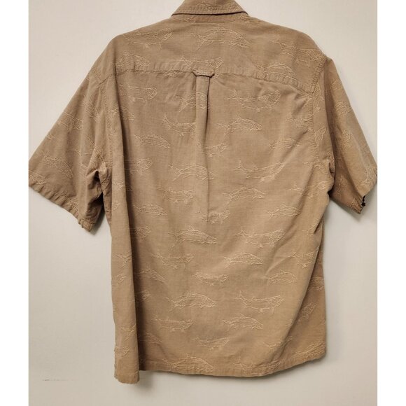 Columbia Button Up Shirt Embroidered Fish Print Short Sleeve Outdoor Mens XL - Picture 9 of 14